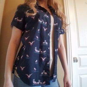 Denim & Flower Slim Fit Flamingo Button-Up Shirt